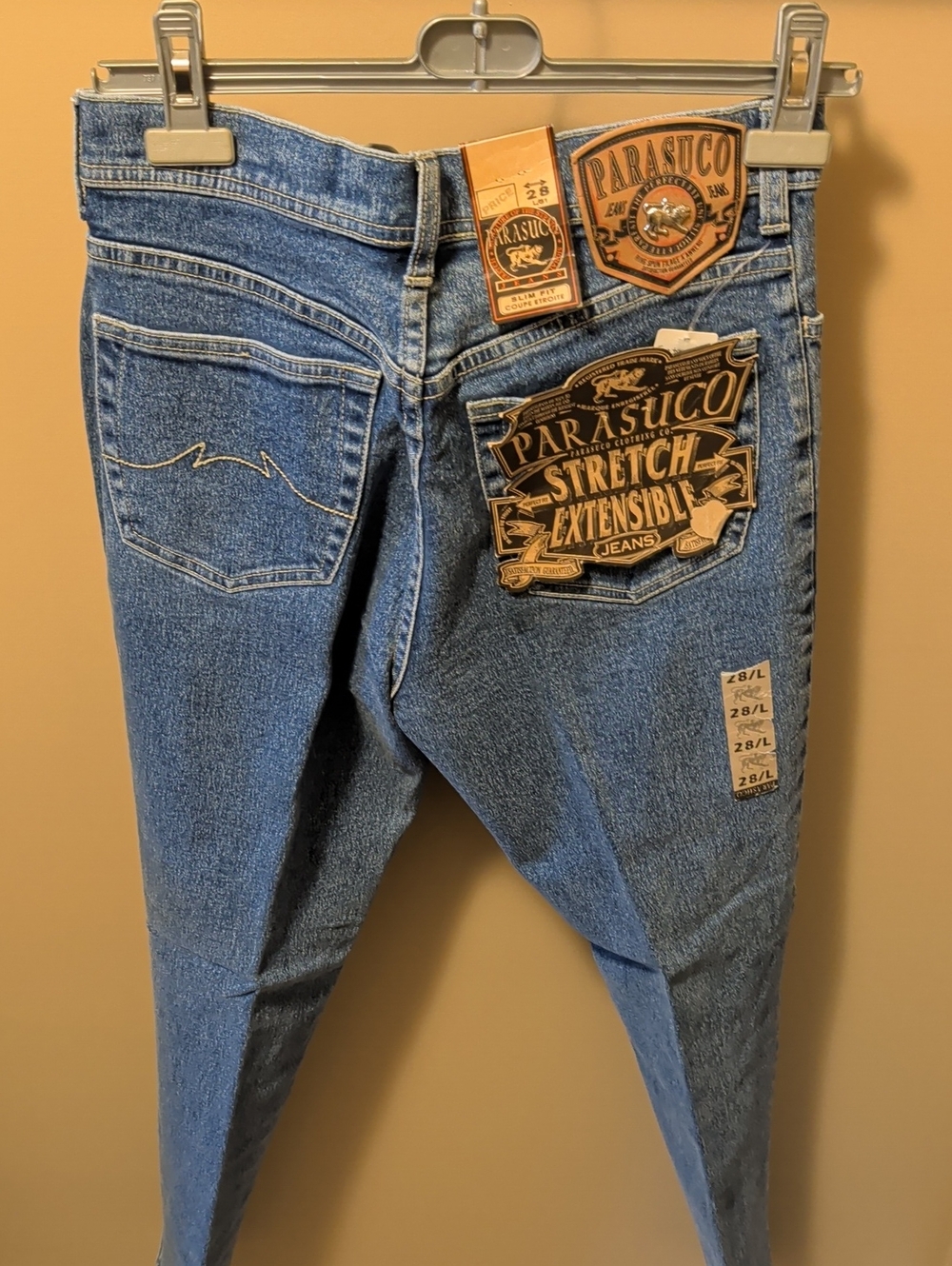 Deadstock Vintage Parasuco Woman's Stretch Denim Jeans - Blue